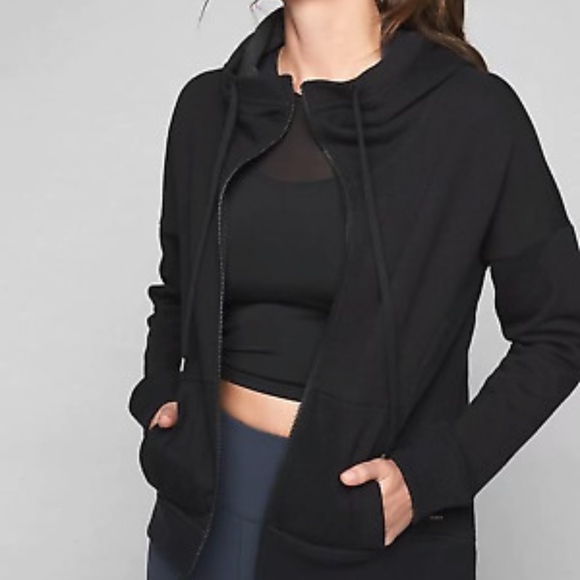 Athleta Tops Athleta Go To Hoodie Black Full Zip Sweatshirt 2xs